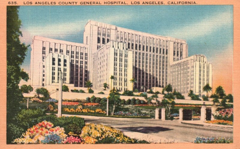 Vintage Postcard 1930's Los Angeles County General Hospital CA California