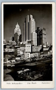 Sao Paulo Brazil Postcard Anhangabau Valley c1950’s Unposted RPPC Photo