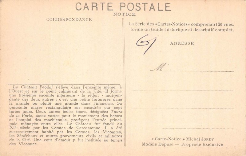 A819 France Cite de Carcassonne Chateau Feodal Castle Main Entry postcard