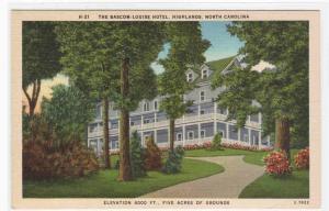 Bascom Louise Hotel Highlands North Carolina linen postcard