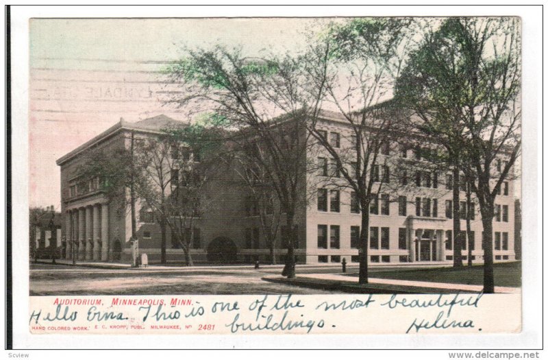 MINNEAPOLIS, Minnesota, PU-1907; Auditorium