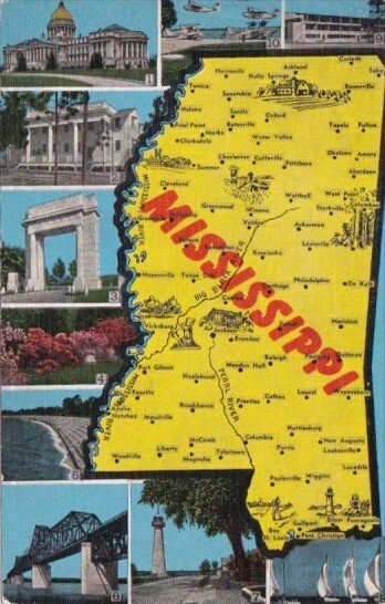 Map Of Mississippi With Different Views 1950