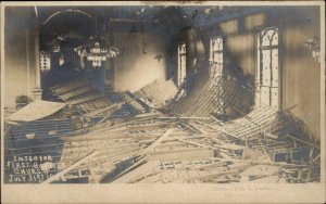 Lawrence Massachusetts MA Church Collapse Interior c1905 Real Photo Postcard