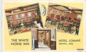 1957 Omaha Nebraska White Horse Inn Interior Teich Medlar linen postcard 11499
