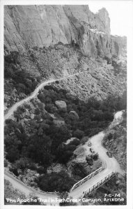 Apache Trail Fish Creek Canyon Arizona #7-C74 1950s RPPC Photo Postcard 10194