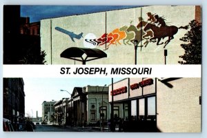 St Joseph Missouri MO Postcard Most Vibrant Downtown Malls Drawing 1960 Unposted