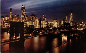 Brooklyn Bridge at Night NY Postcard PC169