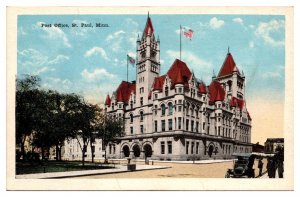 Antique Post Office, Street Scene, Old Cars, St. Paul, MN Postcard