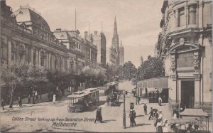 Postcard Collins Street Looking from Swanston Street Melbourne Australia