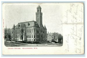 1904 Waukesha, WI. A View of Court House from Outside Antique Postcard