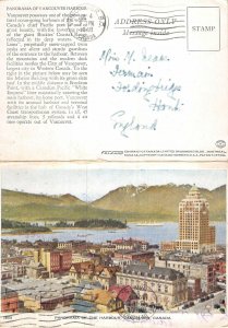 Lot197 panorama of the harbour vancouver canada double postcard
