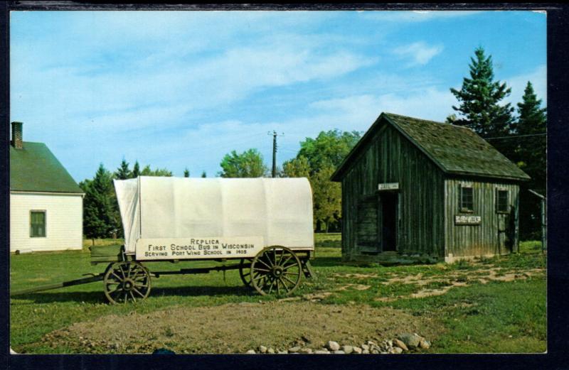 Replica of the First School Bus in Wisconsin,Port Wing,WI BIN