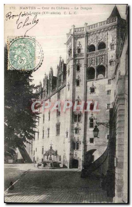 Old Postcard Nantes Court of Chateau Le Donjon loggia