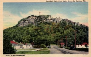 La Crosse, Wisconsin - A look at Grandad Bluff from Main Street - in the 1940s