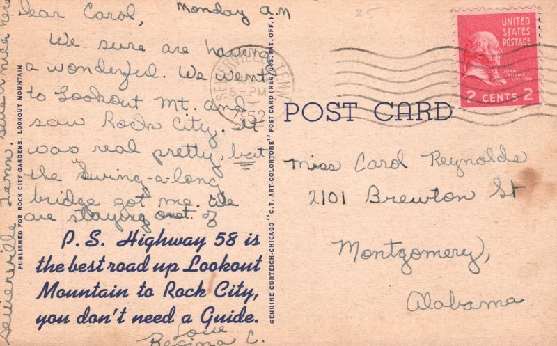 Vintage Postcard 1952 Grist Mill Entrance Rock City Gardens Lookout Mountain TN