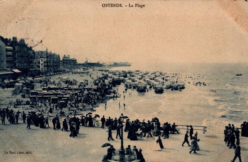 Belgium Ostend Oostende La Plage Vintage Postcard 08.82