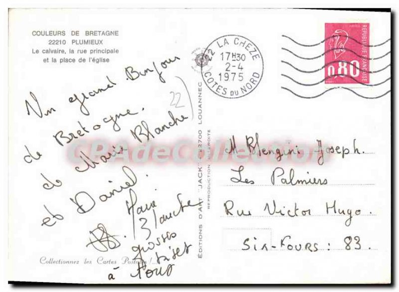 Postcard Modern PLUMIEUX