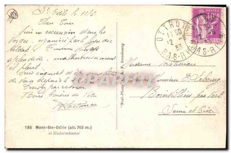 Old Postcard Mont Sainte Odile and Niedermunster