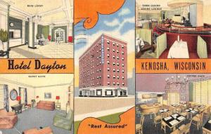 Kenosha Wisconsin Hotel Dayton Multiview Antique Postcard K56697