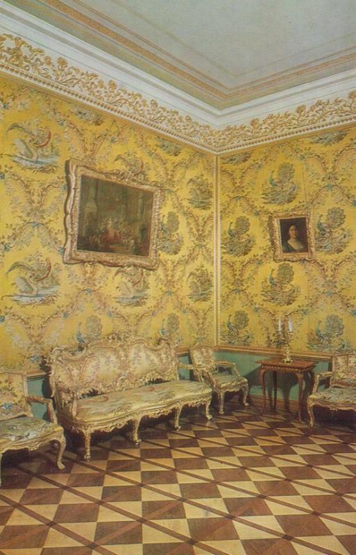 Tower Of Pushkin Catherine Palace Antechamber Silk Wall Leningrad Postcard