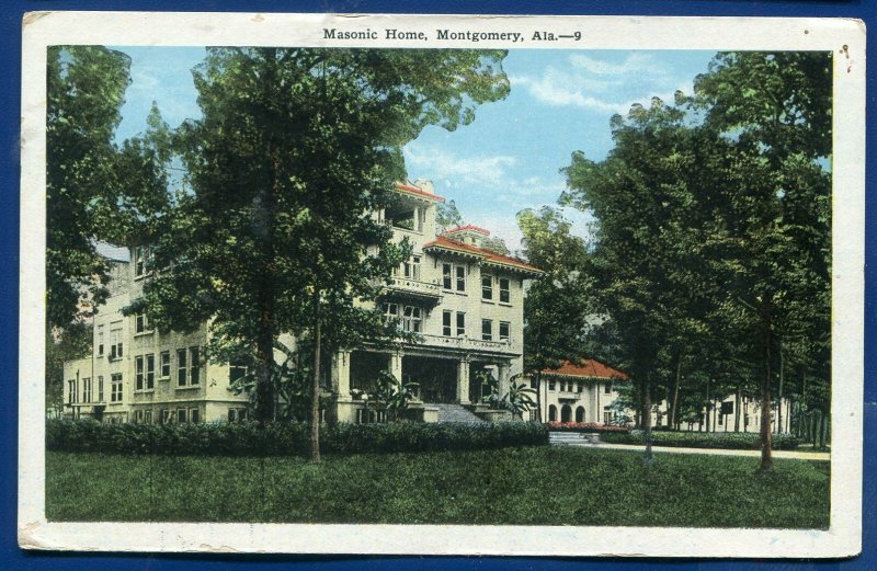 Masonic Home Montgomery Alabama al old postcard