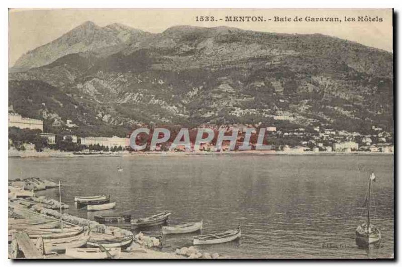 Old Postcard Menton Garavan Bay the Hotels