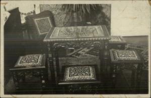 Furniture Seats & Tables Embroidery Work c1910 Real Photo Postcard