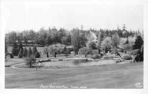 Tacoma Washington~Point Defiance Park~Pond-Pathways-Trees-Lawn~1940s RPPC