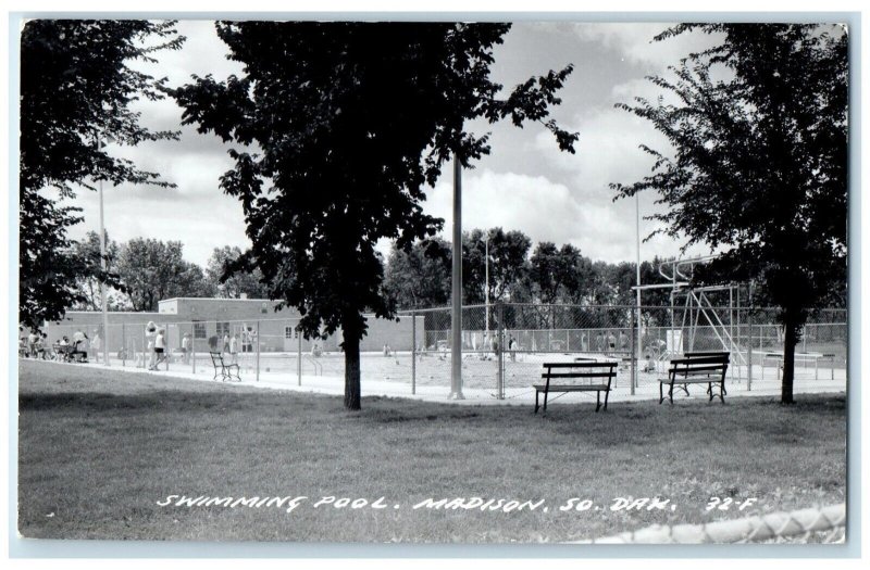 c1940's View Of Swimming Pool Madison South Dakota SD RPPC Photo Postcard