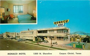 Corpus Christi Texas New Monaco Motel Dexter Whaley Postcard 21-6670