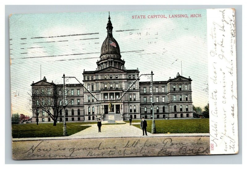 Vintage 1907 Postcard State Capitol Building and Grounds Lansing Michigan