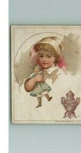 Coffee Trade Card S Dilworth Victorian Urn Advertising Antique Girl Holding Doll