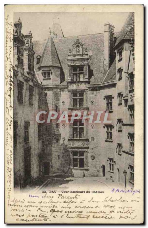 Old Postcard Pau Inner Court of the Castle