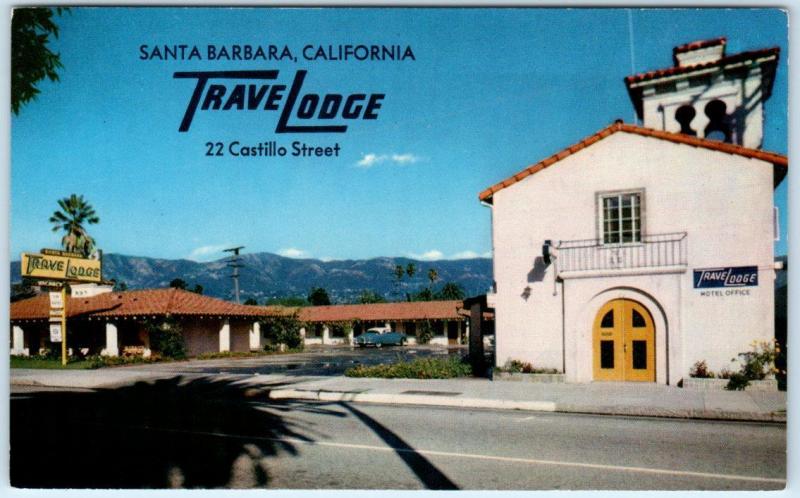 SANTA BARBARA, California  CA   Roadside TRAVELODGE  ca 1960s   Postcard