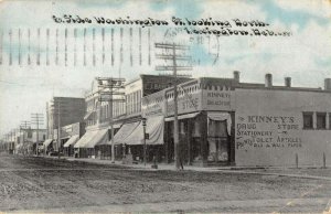 Lexington Nebraska Washington Street Kinney's Drug Store Postcard AA33974