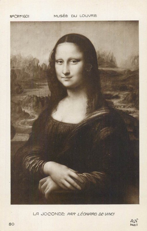 Fine art vintage postcard Louvre Leonardo da Vinci la Joconde