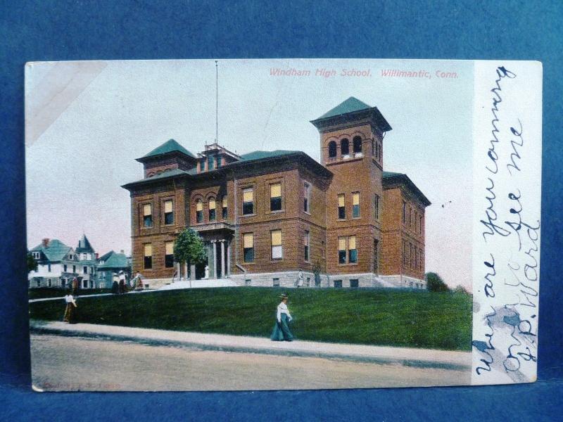 Postcard CT Willimantic Windham High School Pre 1908