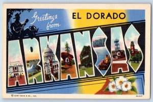 c1940's Greetings From El Dorado Big Letters Arkansas AR Correspondence Postcard