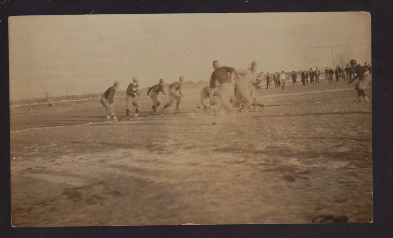 Portage WISCONSIN RPPC 1917 FOOTBALL GAME UNDERWAY Players Tackling WI KB