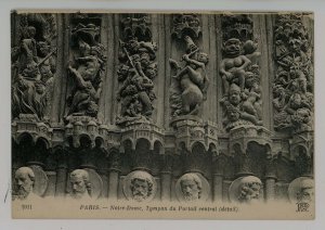 France - Paris. Notre Dame Cathedral, Detail on Tympan of Central Portal