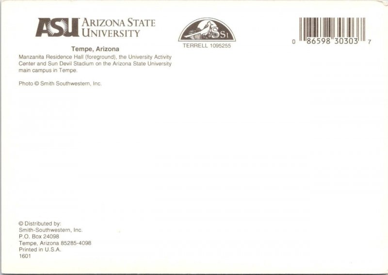 AZ, Tempe  ARIZONA STATE UNIVERSITY~ASU Dun Devil Stadium & Dorms 4X6 Postcard