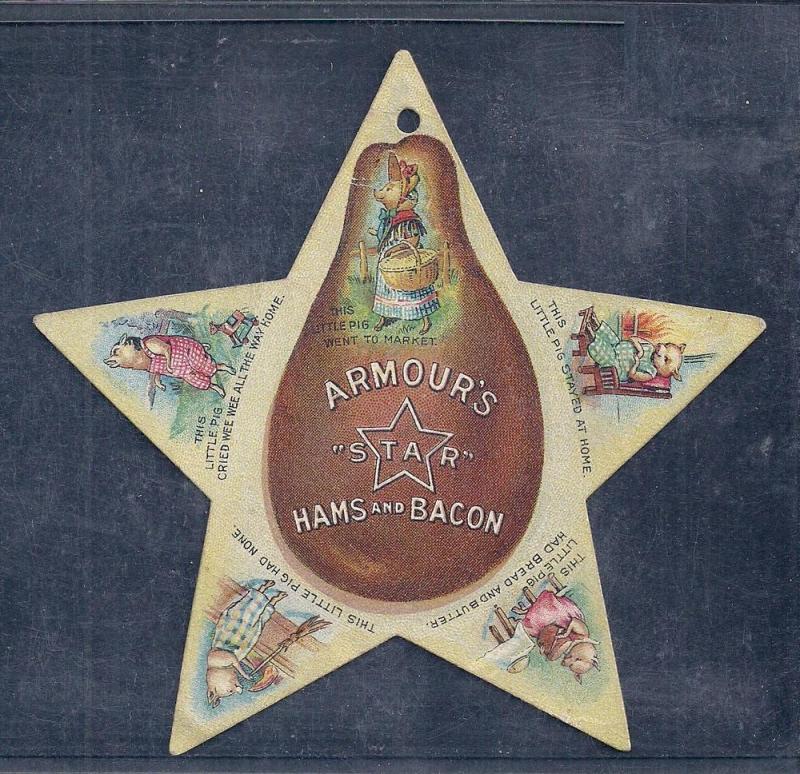 VICTORIAN TRADE CARD Armour's Star Hams & Bacon