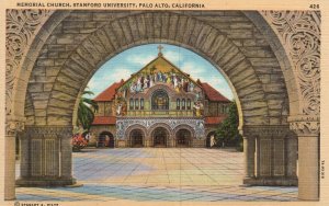 Vintage Postcard 1920's Memorial Church Stanford University Palo Alto California