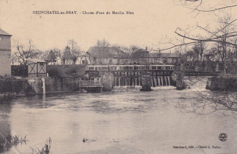 Neufchatel En Bray Chutes D'Eau Do Moulin Bleu Antique French Postcard