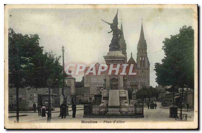 Old Postcard Moulins Place d'Allier