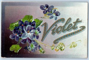 Lily South Dakota SD Postcard Violet Word Flowers 1909 Name Tuck Art