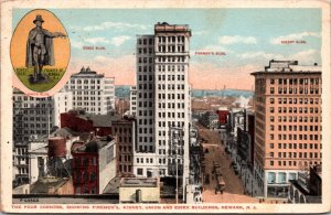 Postcard Firemen's, Kinney, Union and Essex Buildings in Newark, New Jersey