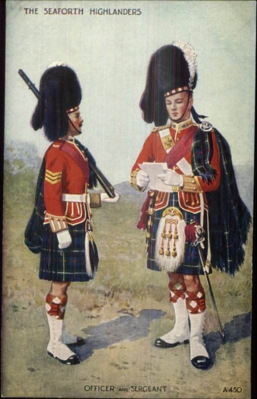Scottish Military Tartan Kilt Uniforms Postcard SEAFORTH