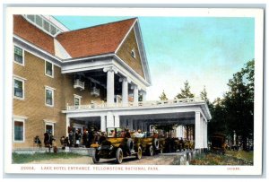 c1920 Lake Hotel Entrance Exterior Yellowstone National Park Wyoming WY Postcard