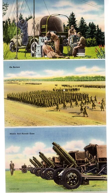 (18 views) Military Activities of the U S Army WWII - Linen Era Folder